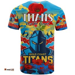 titans rugby anzac t shirt lest we forget