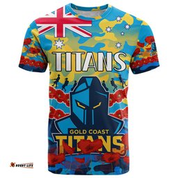 titans rugby anzac t shirt lest we forget
