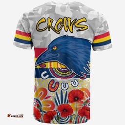 crows anzac 2022 t shirt adelaide football aboriginal poppy