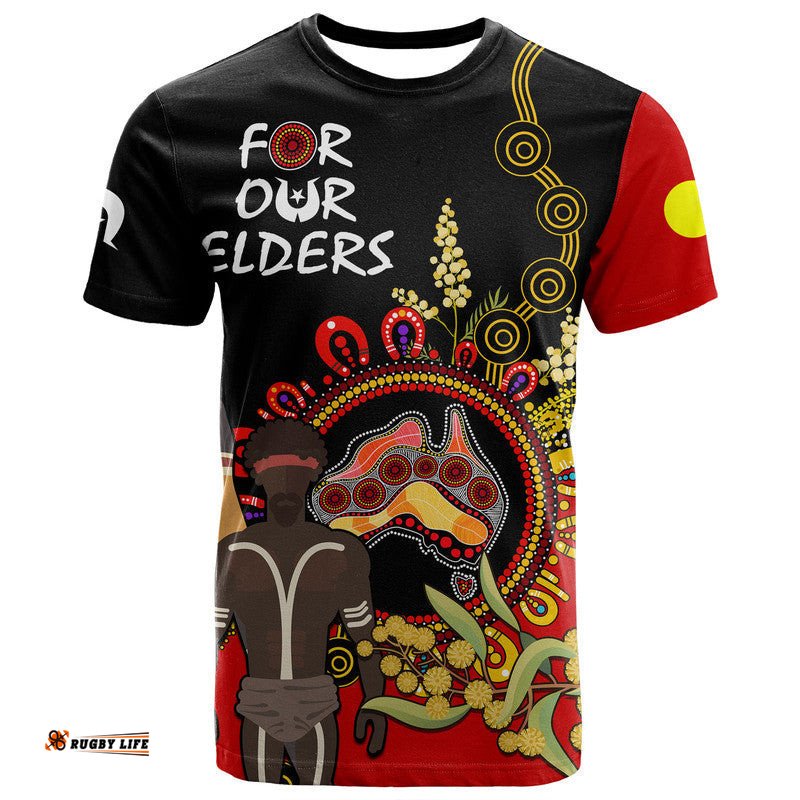 custom personalised naidoc 2023 indigenous t shirt australia map with golden wattle