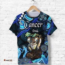 australian astrology t shirt cancer koala zodiac aboriginal vibes blue