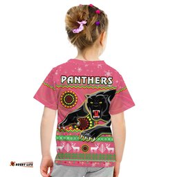 panthers christmas t shirt aboriginal pattern penrith pink version