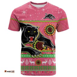panthers christmas t shirt aboriginal pattern penrith pink version