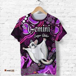 australian astrology t shirt gemini sugar glider zodiac aboriginal vibes pink