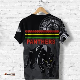 custom personalised panthers anzac day t shirt aboriginal lest we forget ver.02