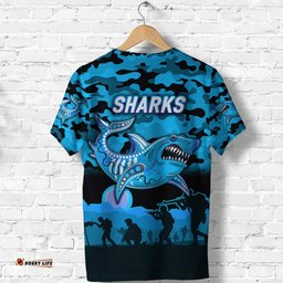 cronulla sutherland sharks anzac 2022 t shirt simple style black