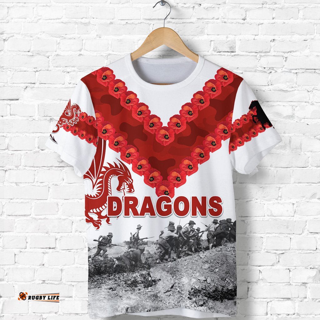 st george illawarra dragons t shirt anzac day simple style
