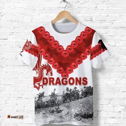 st george illawarra dragons t shirt anzac day simple style