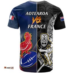 new zealand and france rugby t shirt all black with les bleus together 2023 world cup