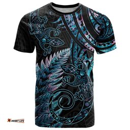 new zealand lizard t shirt silver fern aotearoa maori with paua shell