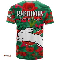 rabbitohs rugby anzac t shirt lest we forget