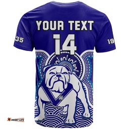 custom text and number bulldogs rugby t shirt canterbury bankstown 1935 indigenous artsy
