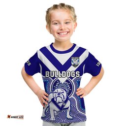 custom text and number bulldogs rugby t shirt canterbury bankstown 1935 indigenous artsy