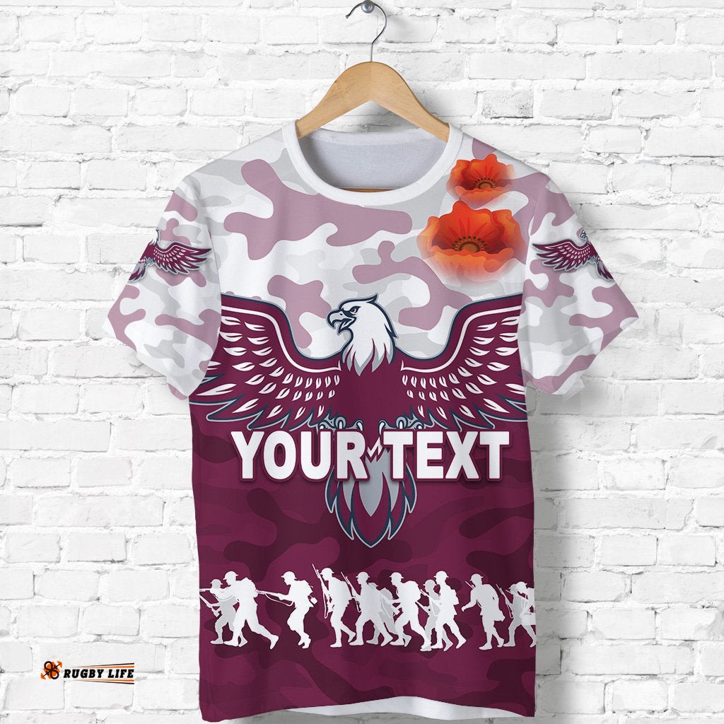 custom personalised manly warringah t shirt sea eagles anzac day camouflage vibes