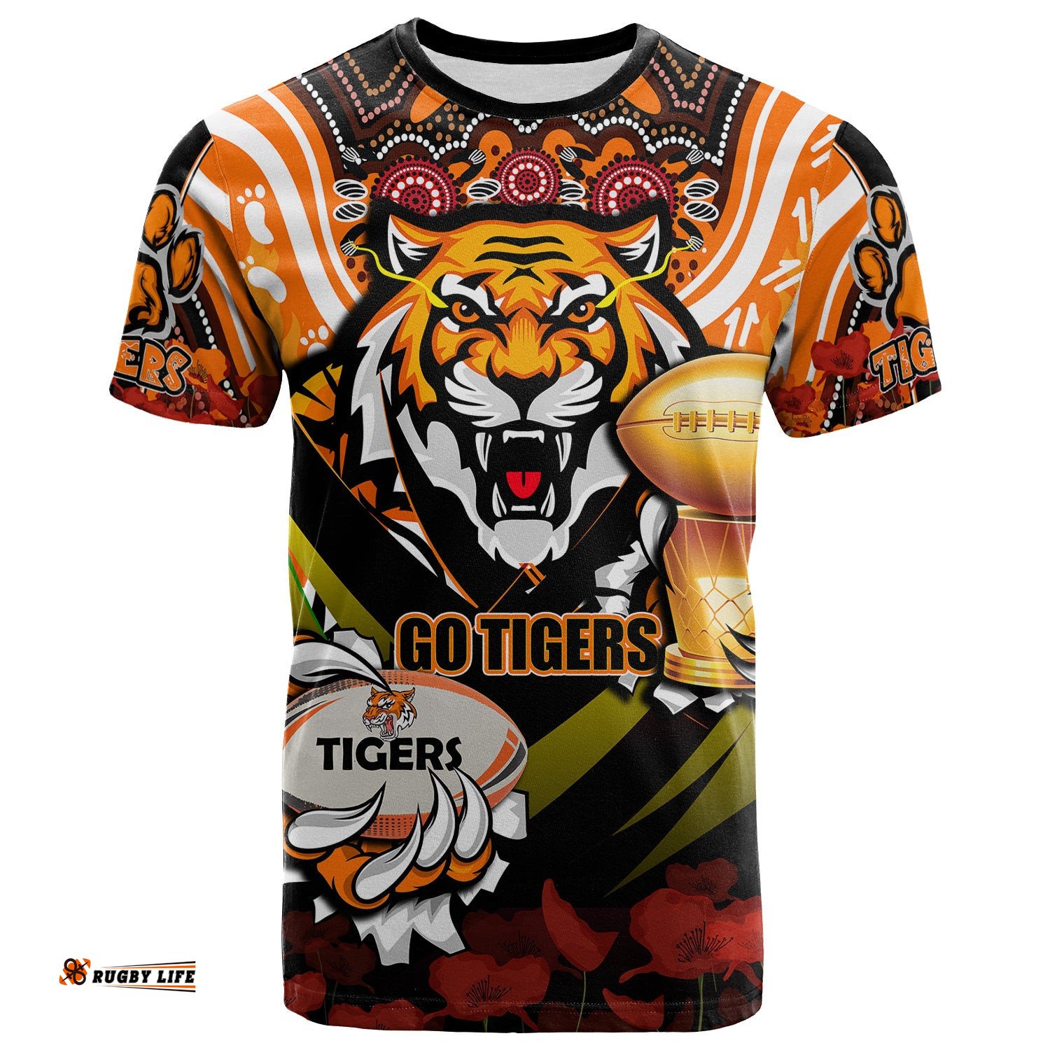 tigers premierships rugby t shirt custom go tigers champion claw scratch aboriginal culture t shirt