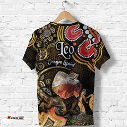 australian astrology t shirt leo dragon lizard zodiac aboriginal vibes gold
