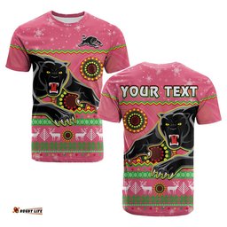 custom personalised panthers christmas t shirt aboriginal pattern penrith pink version