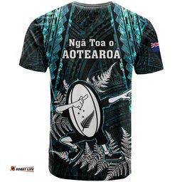 new zealand silver fern rugby t shirt aotearoa all black dabbing ball with maori paua shell