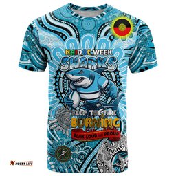 custom naidoc week 2024 sharks t shirt mascot rugby dt02