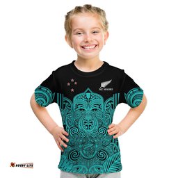 custom text and number new zealand tiki rugby t shirt nz maori koru pattern ver.02