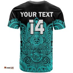 custom text and number new zealand tiki rugby t shirt nz maori koru pattern ver.02