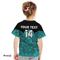 custom text and number new zealand tiki rugby t shirt nz maori koru pattern ver.02