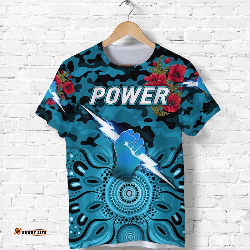 custom personalised port adelaide power anzac t shirt indigenous vibes