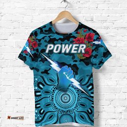 custom personalised port adelaide power anzac t shirt indigenous vibes