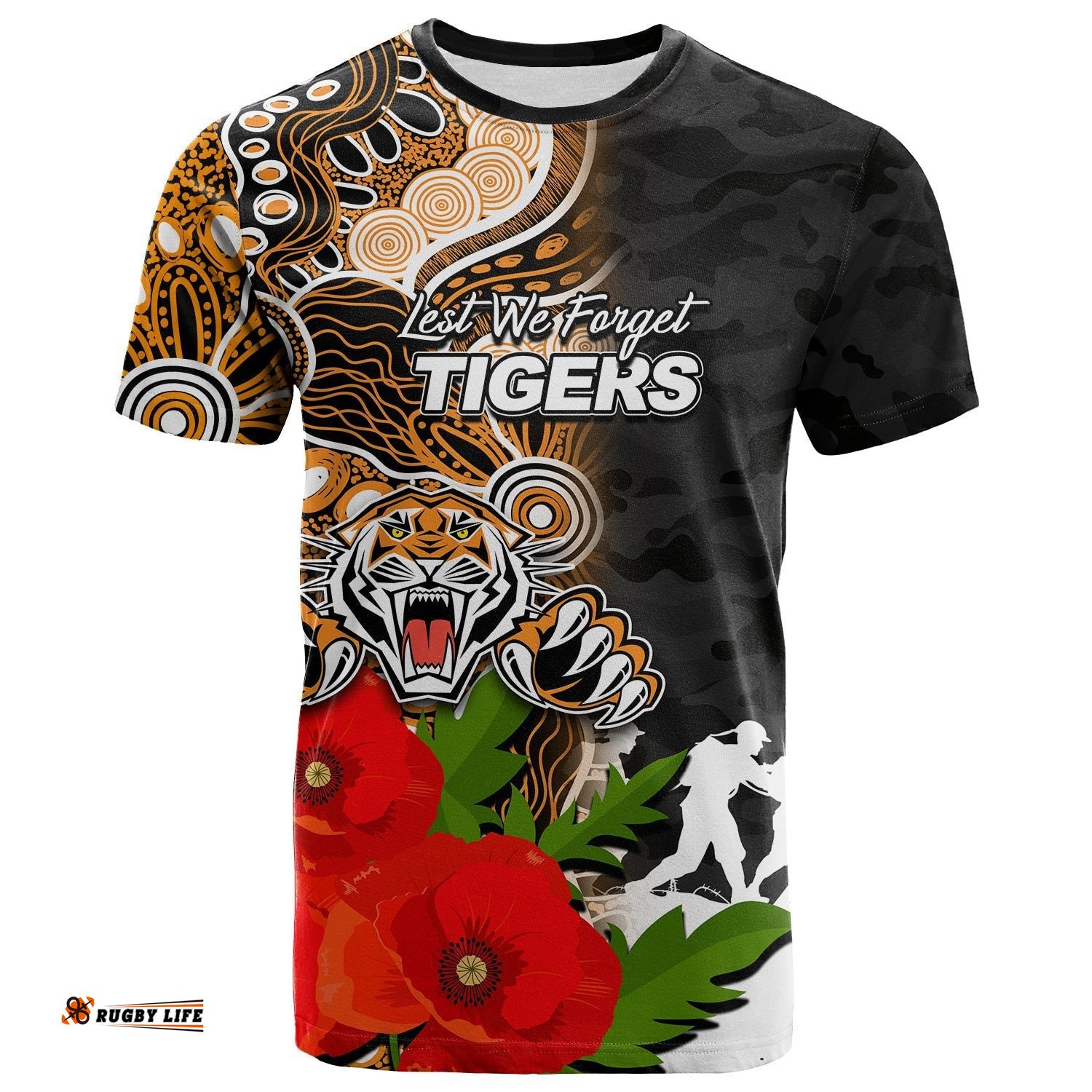 custom personalisedtigers anzac day aboriginal mix army patterns t shirt