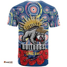 bulldogs rugby t shirt aboriginal and anzac day with poppy flower patterns t shirt