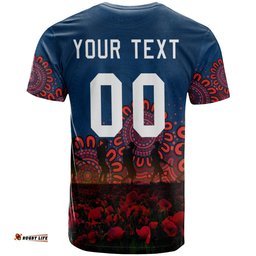 sydney roosters t shirt personalized aboriginal rugby anzac day poppy with soldiers nrl 0