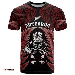new zealand aotearoa rugby t shirt nz tiki with maori fern world cup red version