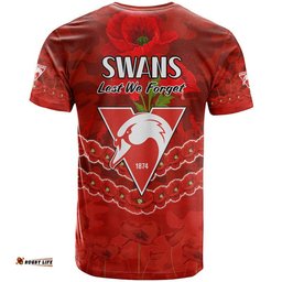 swans football anzac t shirt lest we forget
