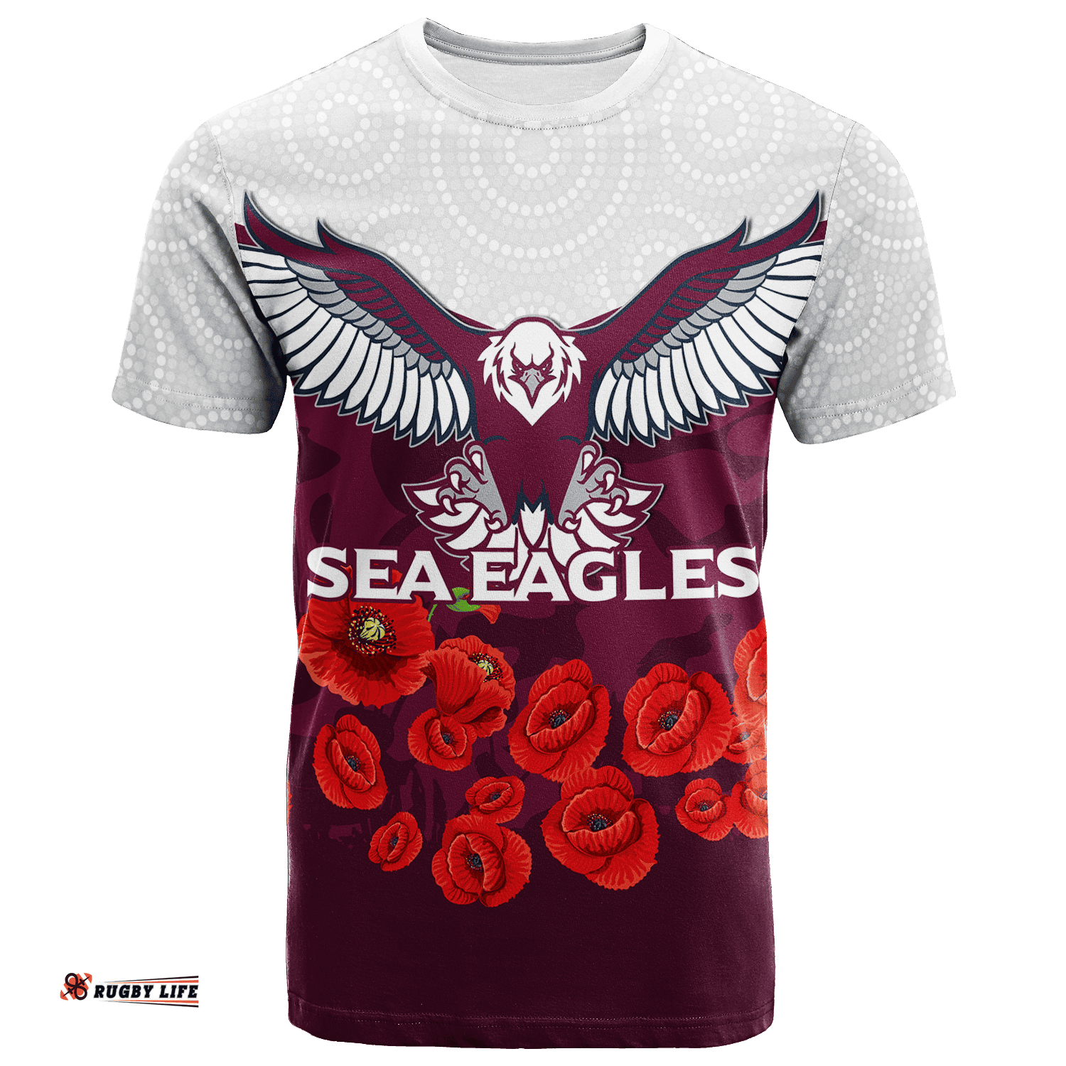 sea eagles anzac day indigenous art t shirt