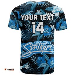 custom text and number adelaide strikers cricket t shirt aboriginal art mix tropical flowers