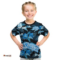 custom text and number adelaide strikers cricket t shirt aboriginal art mix tropical flowers