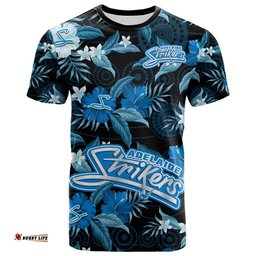 custom text and number adelaide strikers cricket t shirt aboriginal art mix tropical flowers