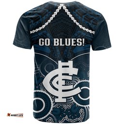 carlton football t shirt blues aboriginal mix polynesian pattern