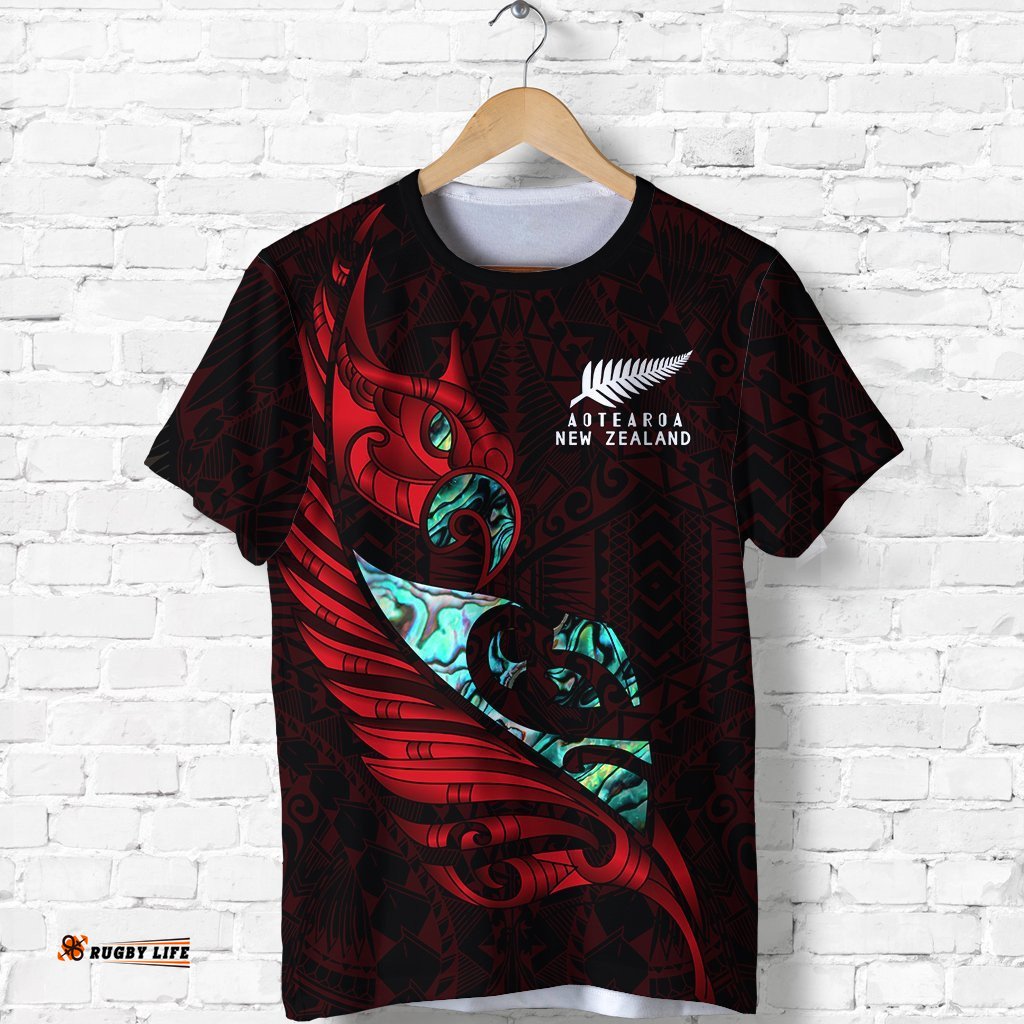 new zealand t shirt manaia paua fern wing redAmazing Aussie