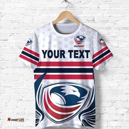 custom personalised usa rugby t shirt eagles simple style white