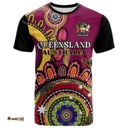 custom personalised queensland state t shirt qld australian indigenous art