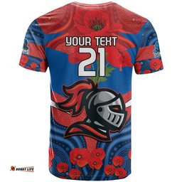 custom knights rugby anzac t shirt novocastrians gallipoli soldier with aboriginal art