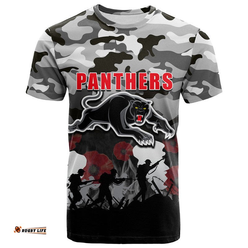 custom personalised nrl anzac day t shirt panthers army style