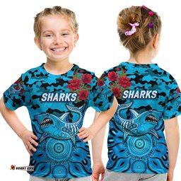 cronulla sutherland sharks anzac 2022 t shirt indigenous vibes