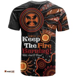 australia naidoc 2024 t shirt keep the fire burning aboriginal art