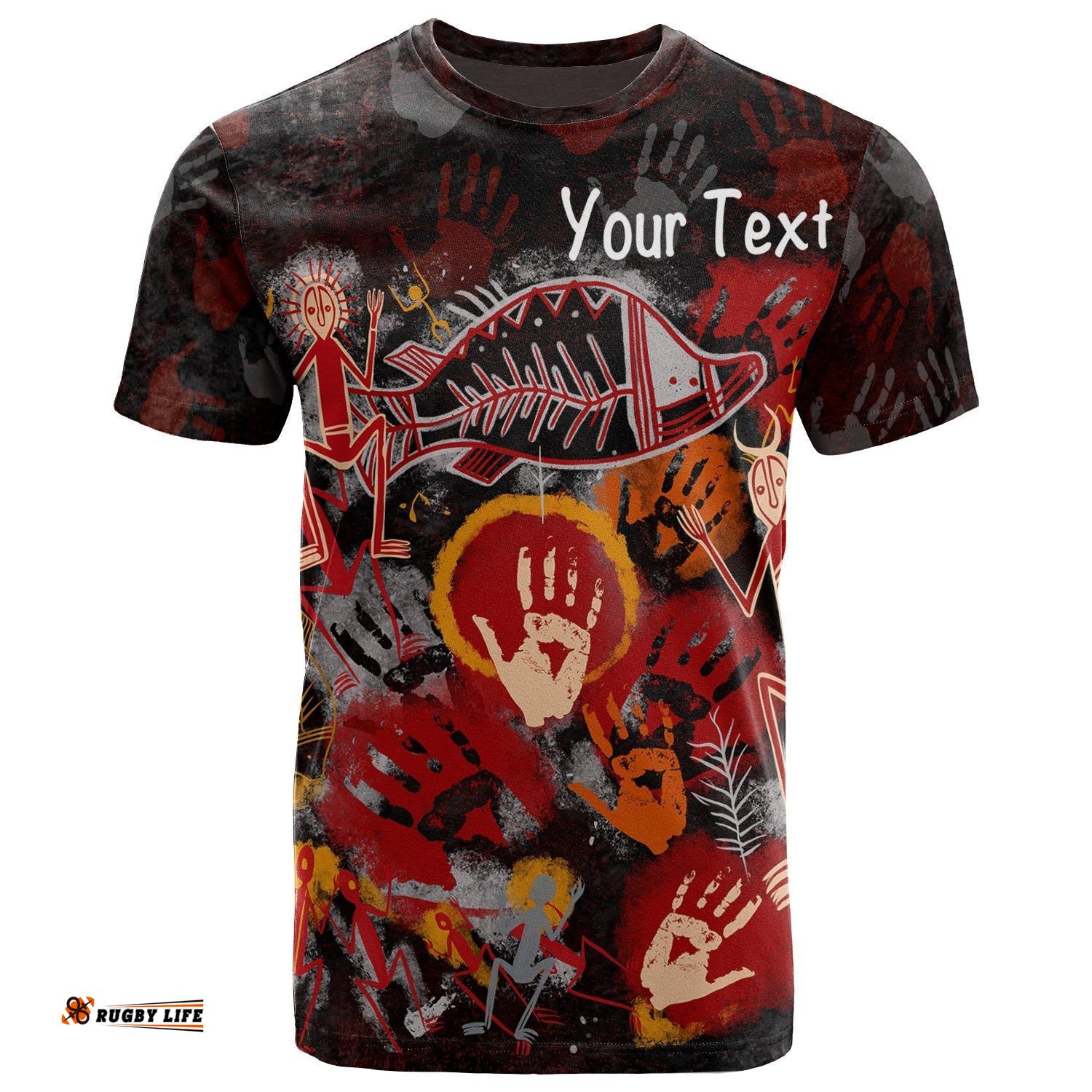 custom aboriginal t shirts indigenous fish hand art