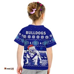 bulldogs rugby christmas t shirt berries merry xmas aboriginal art