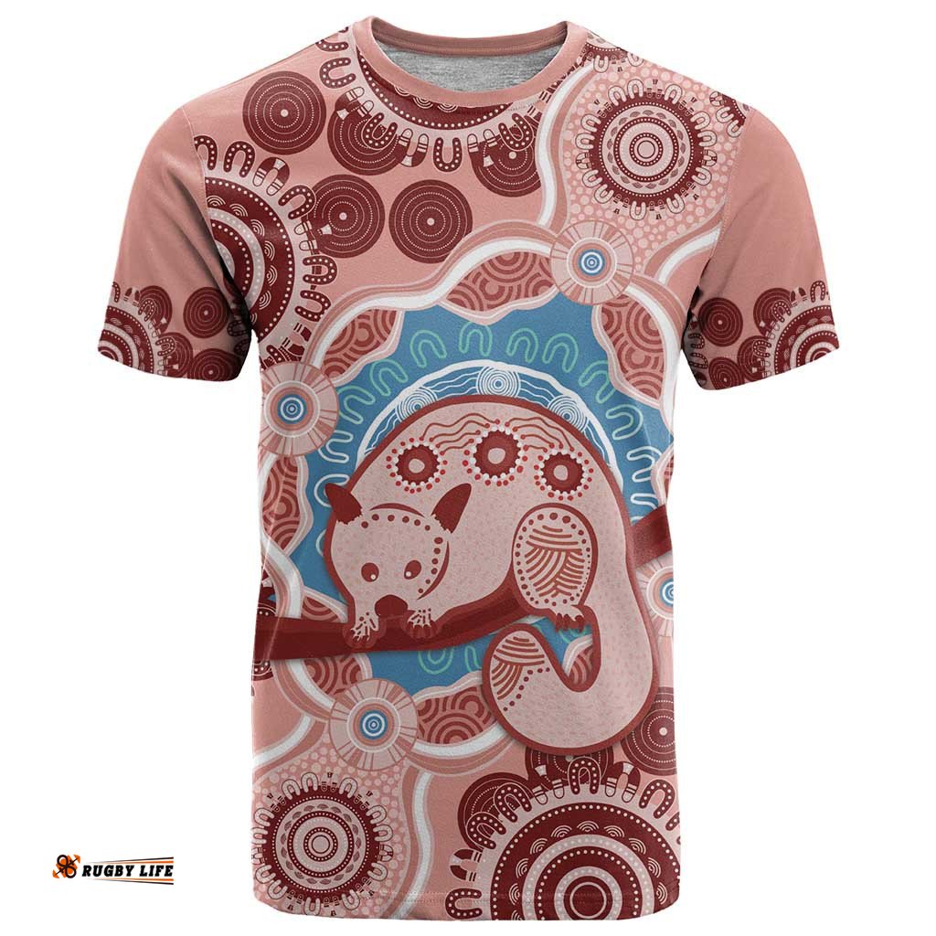 blush pink australia possum t shirt indigenous art