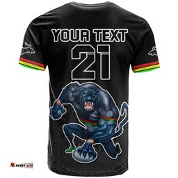 custom panthers premier 2023 t shirt mascot with nrl trophy black version