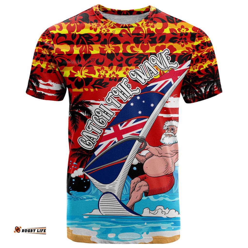 australia surfing christmas t shirt catch the wave dt02